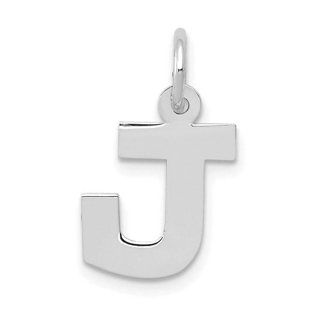14k White Gold Small Block Letter J Initial Charm Pendant for Women