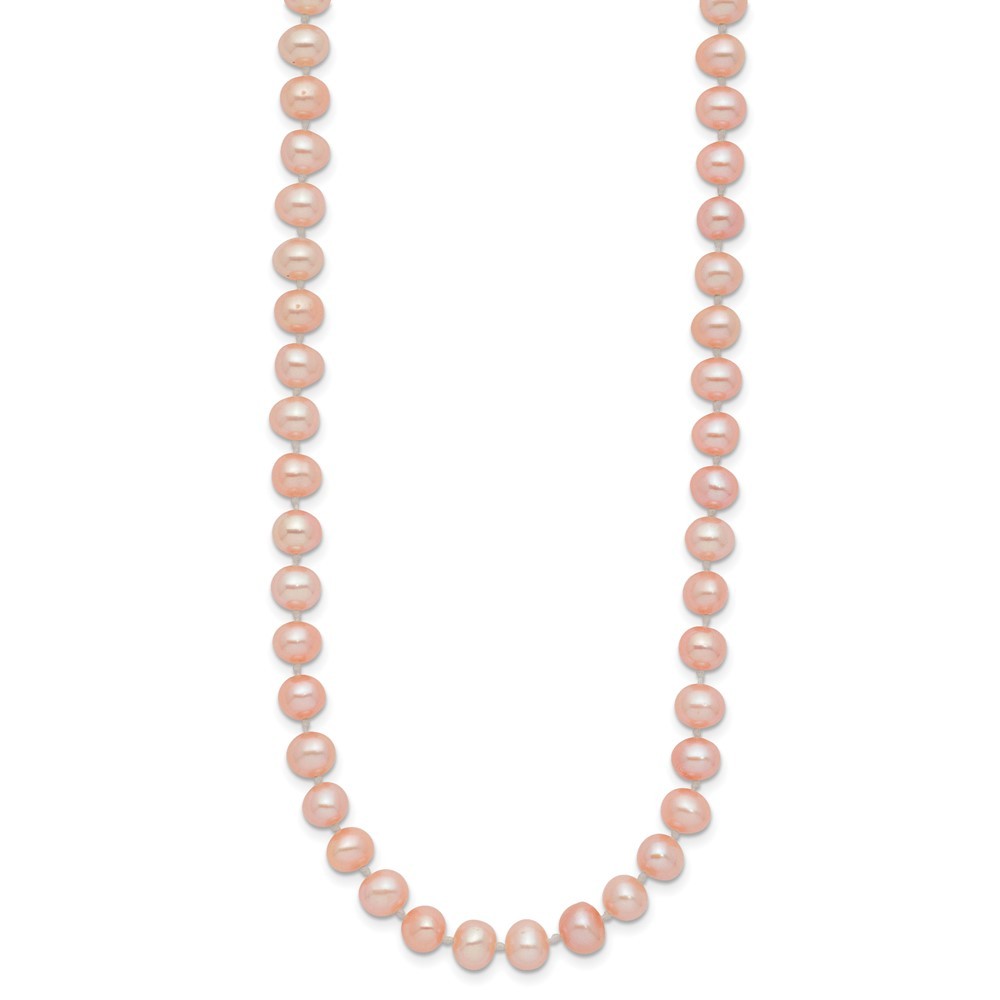 14k Yellow Gold 5-6mm Pink Near-Round Freshwater Cultured Pearl 18 inch Necklace