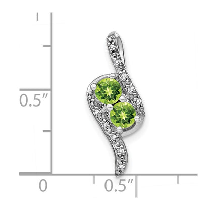 14k White Gold Peridot and Diamond Chain Slide Pendant for Women