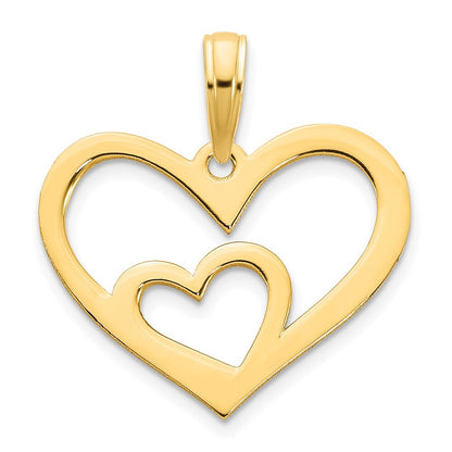 14k Yellow Gold Heart in a Heart Pendant for Women