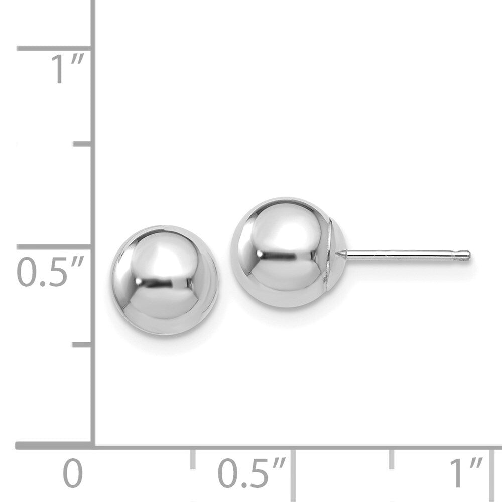 14k White Gold Polished 7mm Ball Stud Earrings Gift for Women