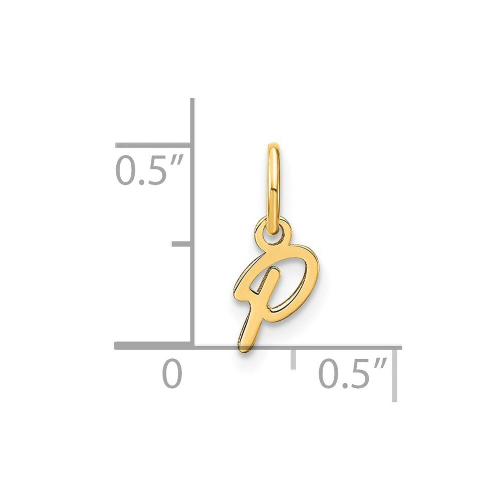 14k Yellow Gold Upper case Letter P Initial Charm Pendant for Women