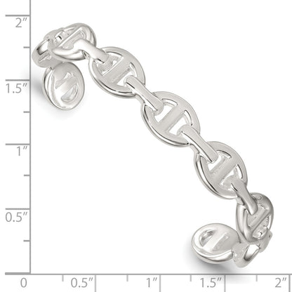 Sterling Silver Polished Anchor / Mariner Link Cuff Bangle