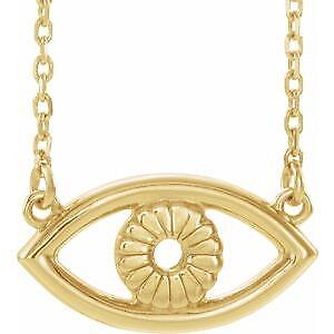 14k Yellow Gold Evil Eye Pendant Necklace 18" for Women