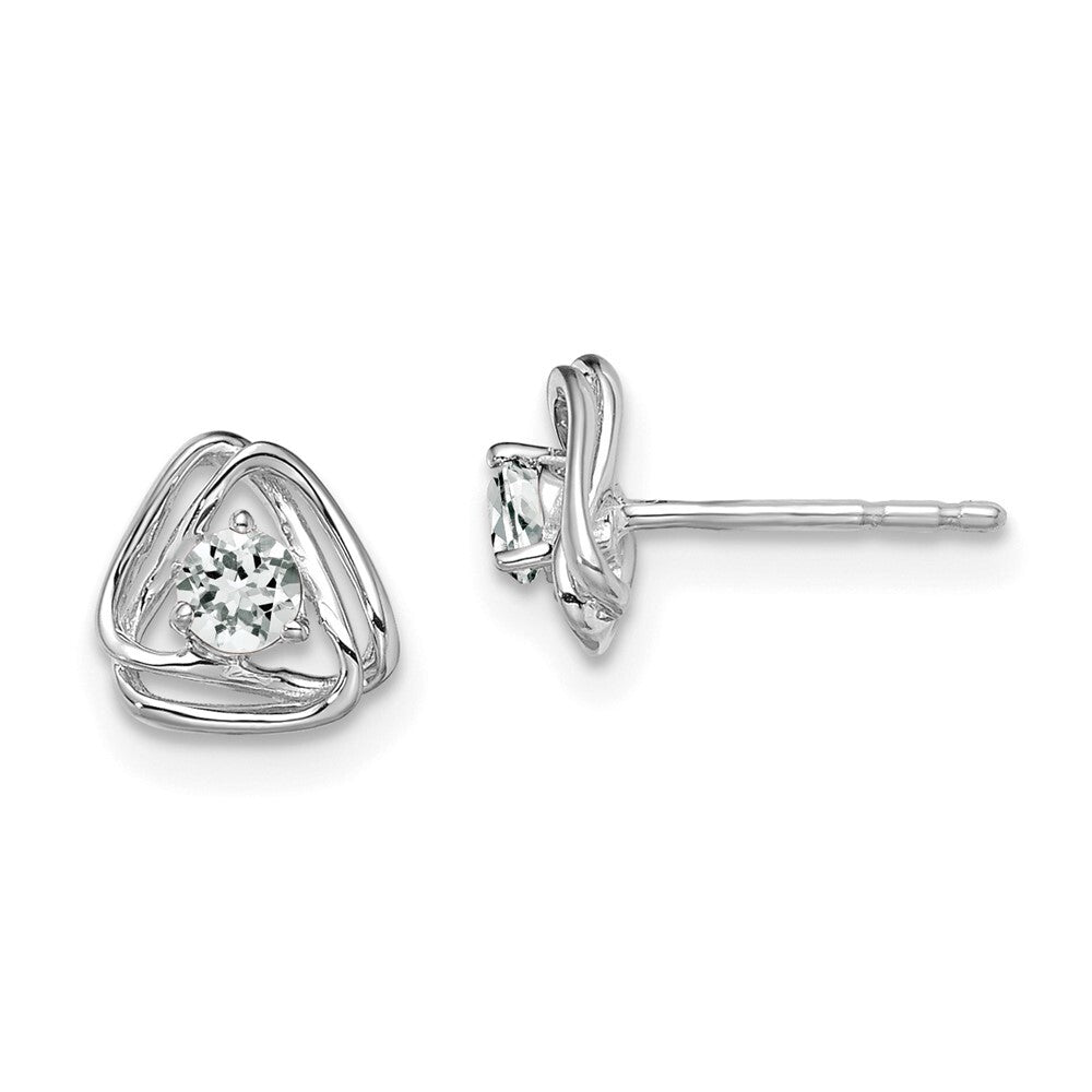 14k White Gold White Topaz Stud Earrings Gift for Women