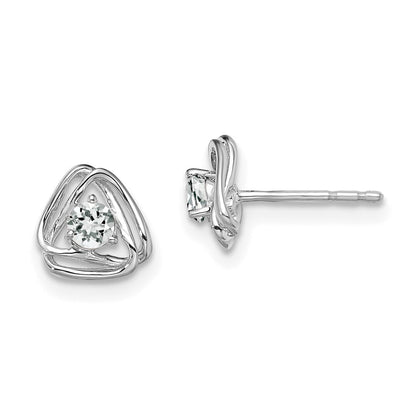 14k White Gold White Topaz Stud Earrings Gift for Women