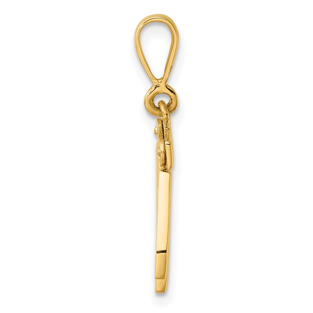 14k Yellow Gold Small Polished Number 42 Charm Pendant