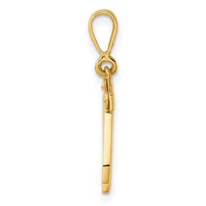 14k Yellow Gold Small Polished Number 42 Charm Pendant
