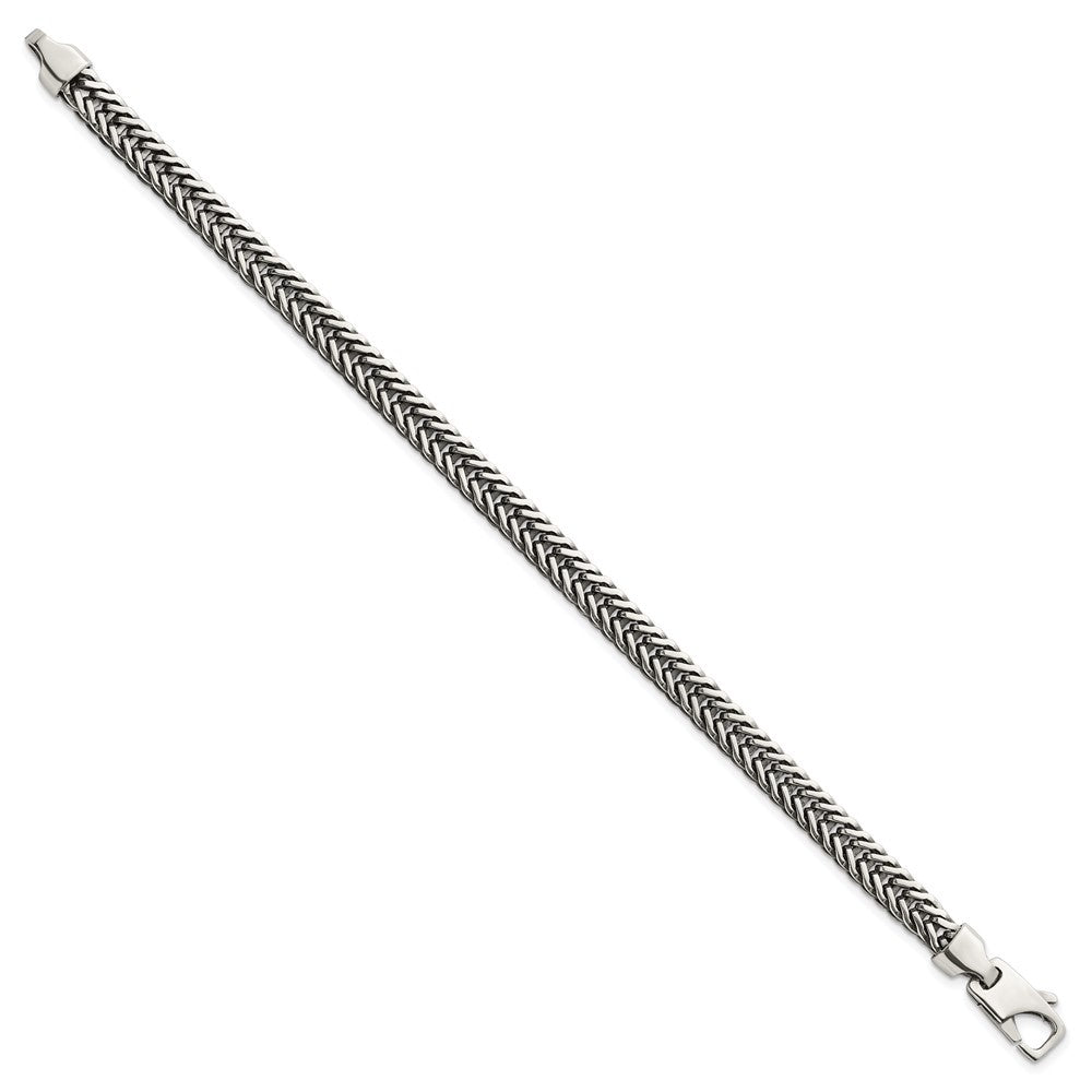 Sterling Silver Antiqued Polished 6mm Wheat Chain Bracelet 8 inch Bracelet