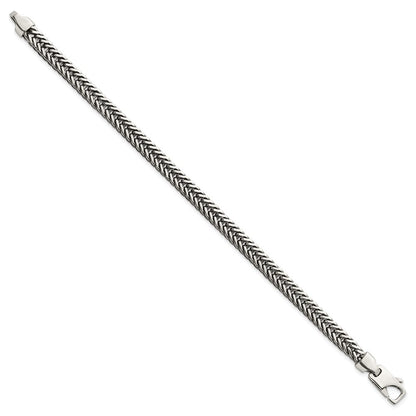 Sterling Silver Antiqued Polished 6mm Wheat Chain Bracelet 8 inch Bracelet