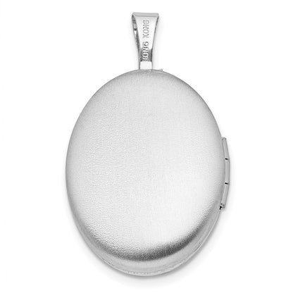 Sterling Silver Rhodium-plated Diamond-Cut First Communion 19x15mm Oval Locket