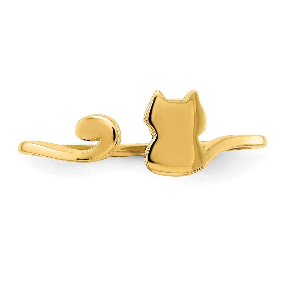 14K Yellow Gold Gold Polished Cat Adjustable Cuff Ring Size 7