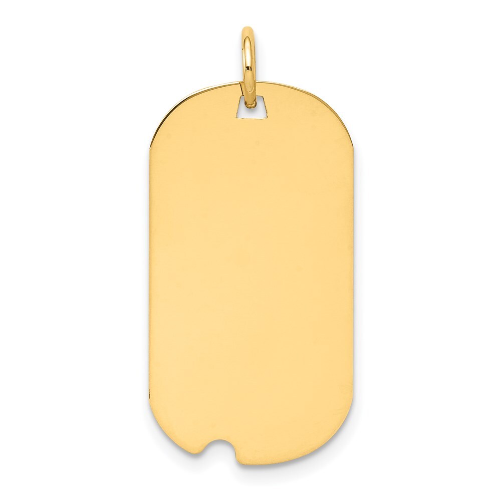 14k Yellow Gold Plain .027 Gauge Engraveable Dog Tag Notch Disc Charm Pendant