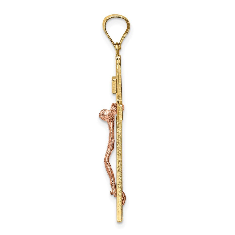 14k Two-tone Gold INRI Crucifix Pendant for Women
