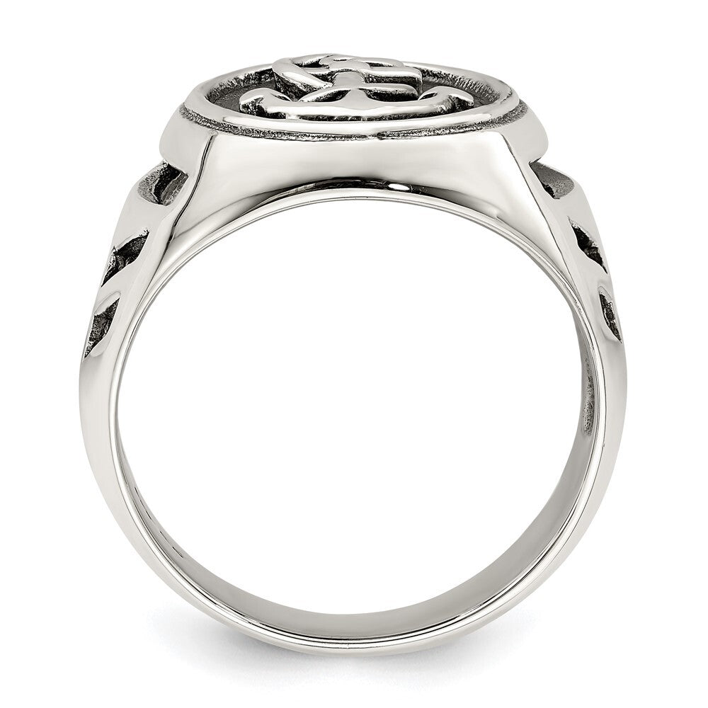 Sterling Silver Antiqued Anchor Ring Size 11