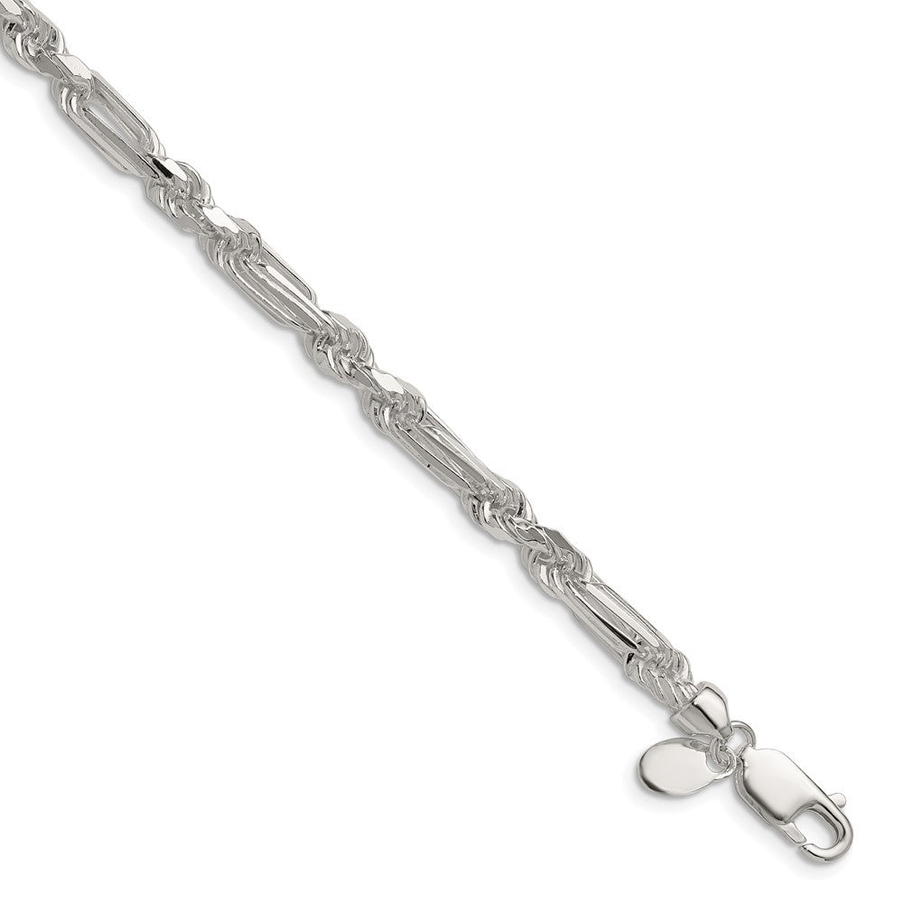 Sterling Silver 4.75mm Diamond-Cut Figarope Chain Bracelet