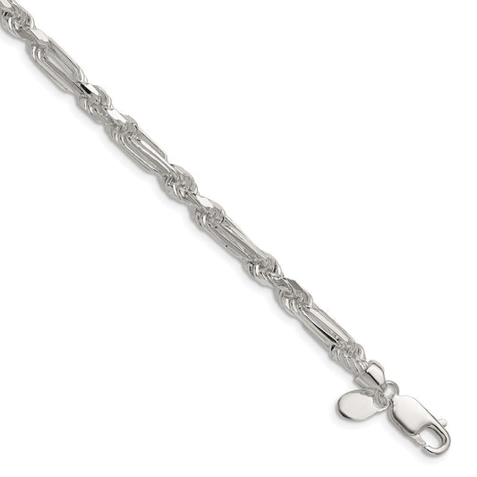 Sterling Silver 4.75mm Diamond-Cut Figarope Chain Bracelet
