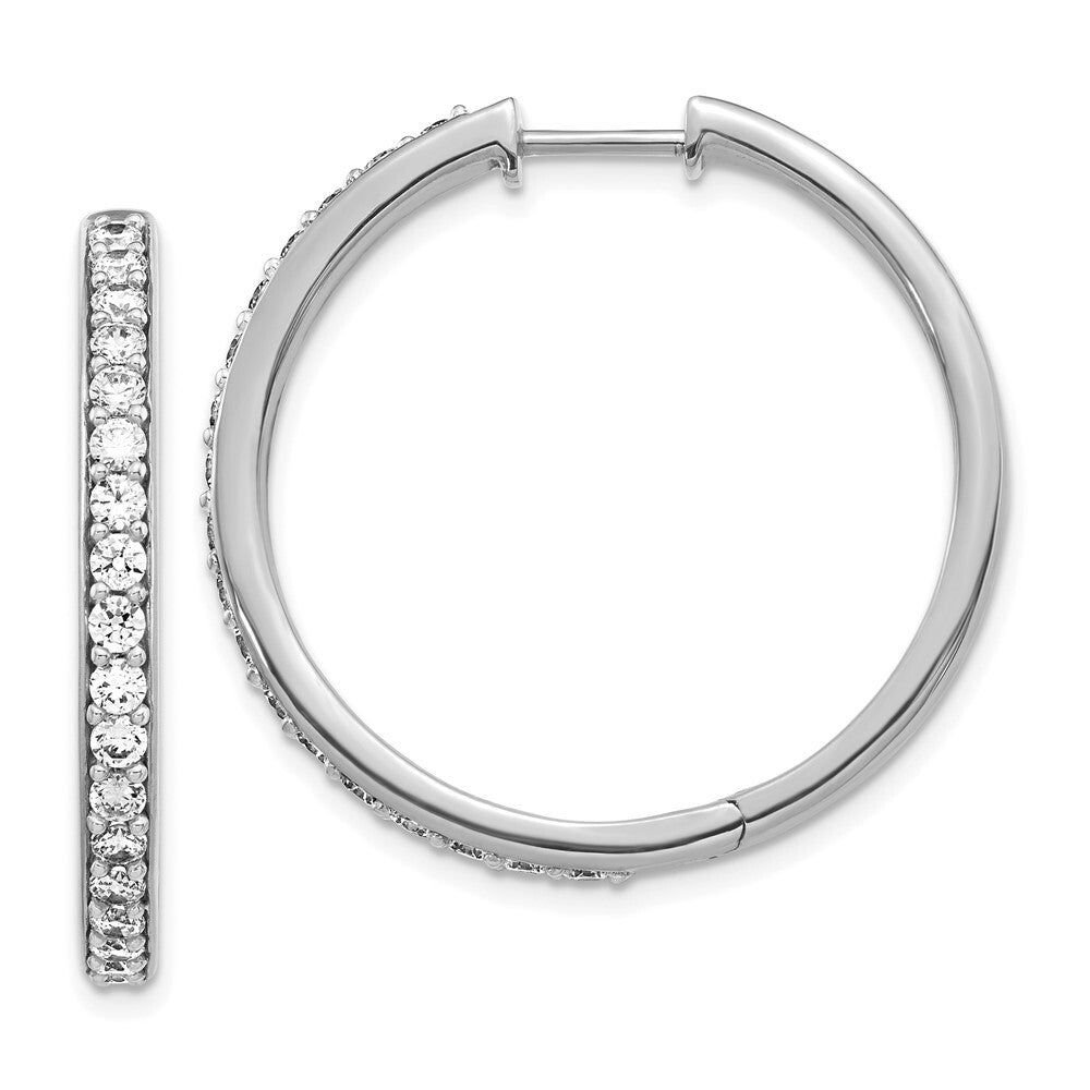 14k White Gold Diamond Hinged Hoop Earrings