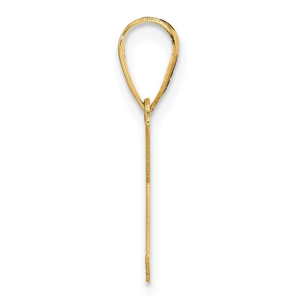 14k Yellow Gold Polished Etched Letter K Initial Pendant for Women