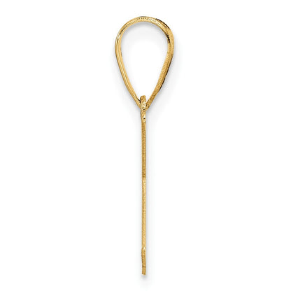 14k Yellow Gold Polished Etched Letter K Initial Pendant for Women
