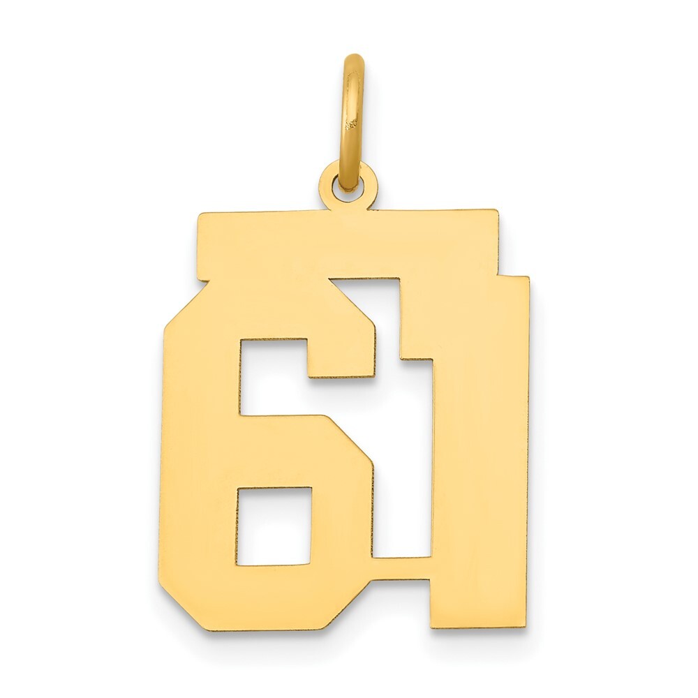 14k Yellow Gold Medium Polished Number 61 Charm Pendant for Women