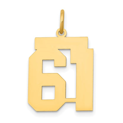 14k Yellow Gold Medium Polished Number 61 Charm Pendant for Women