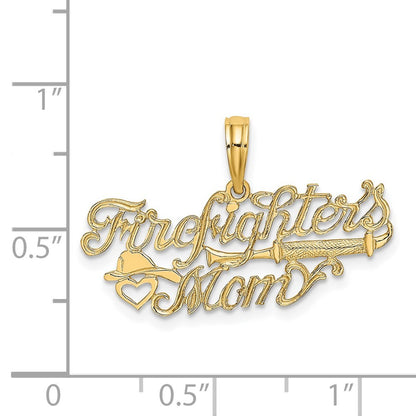 14k Yellow Gold FIREFIGHTER'S MOM Charm Pendant
