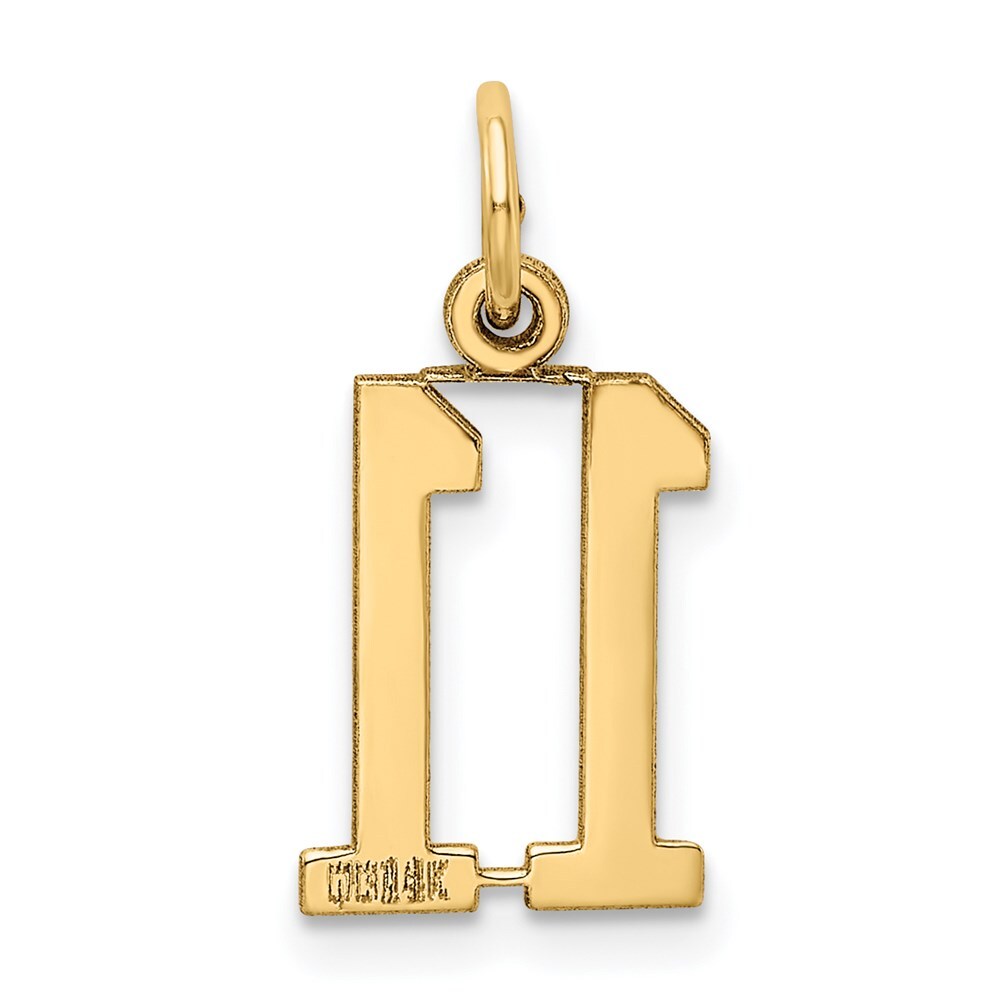 14k Yellow Gold Small Elongated Number 11 Charm Pendant for Women