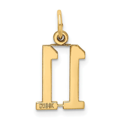 14k Yellow Gold Small Elongated Number 11 Charm Pendant for Women