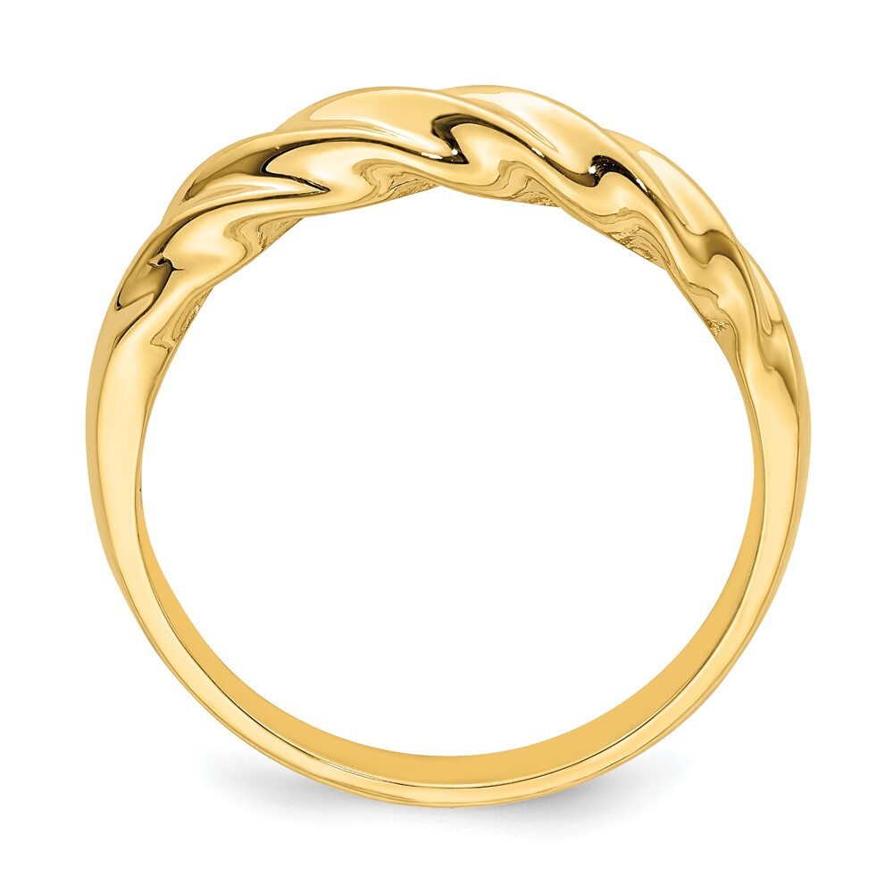 14K Yellow Gold Polished Thin Ribbed Dome Ring Size 7