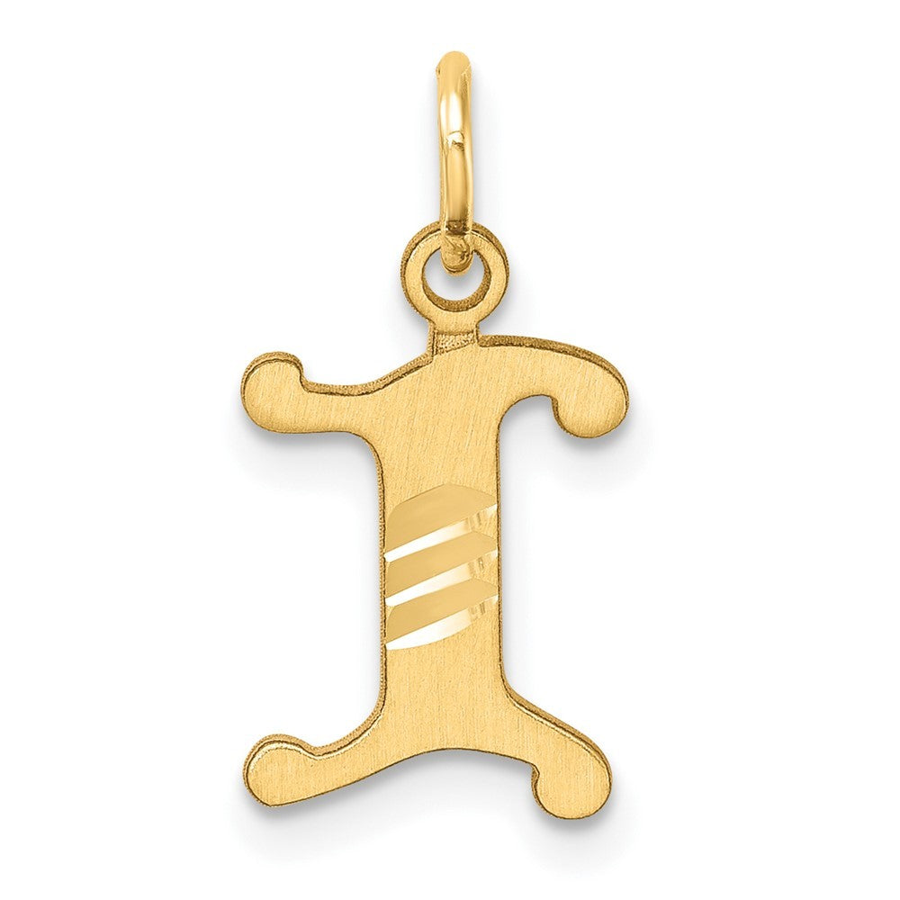 14k Yellow Gold Diamond-cut Letter I Initial Charm