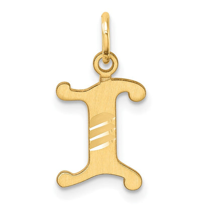 14k Yellow Gold Diamond-cut Letter I Initial Charm