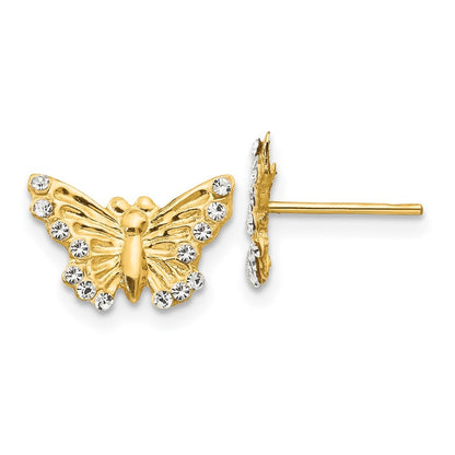 14k Yellow Gold CZ Butterfly Earrings