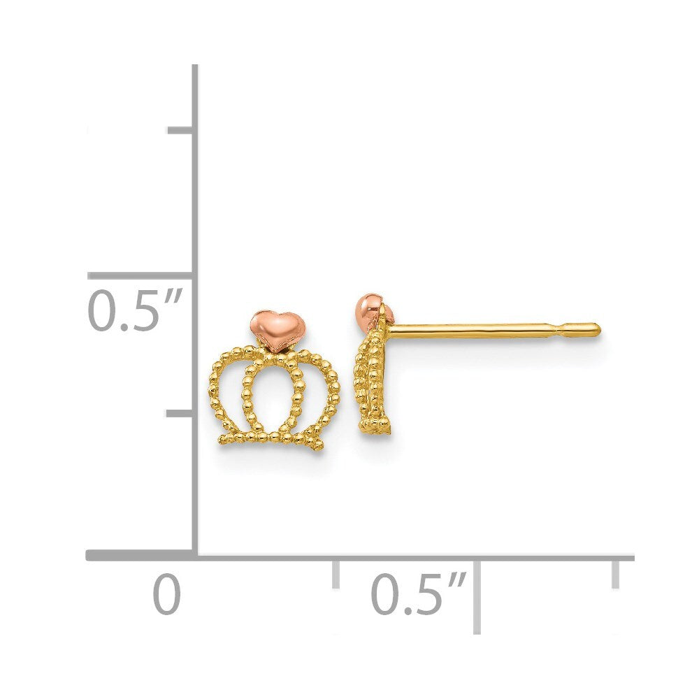 14k Yellow & Rose Madi K Gold Children's Crown Stud Earrings