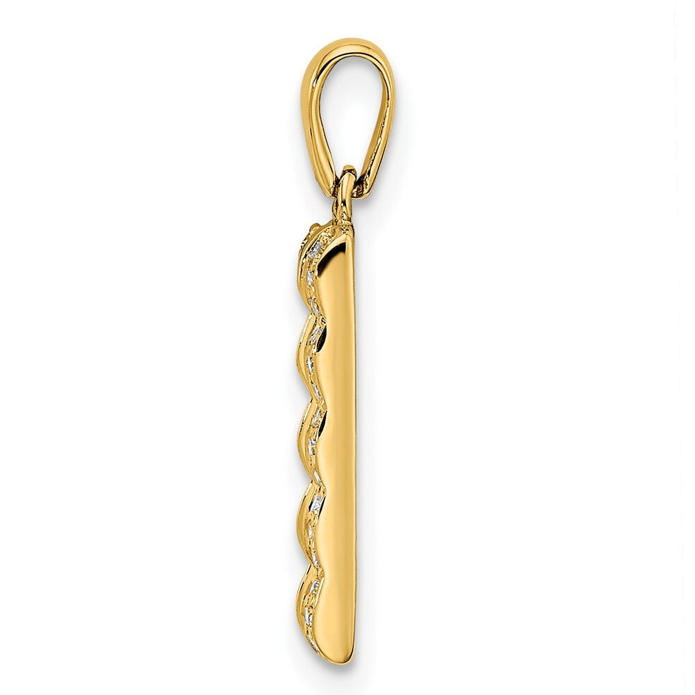 14k Yellow Gold Family Jewelry Diamond Semi-Set Pendant for Women