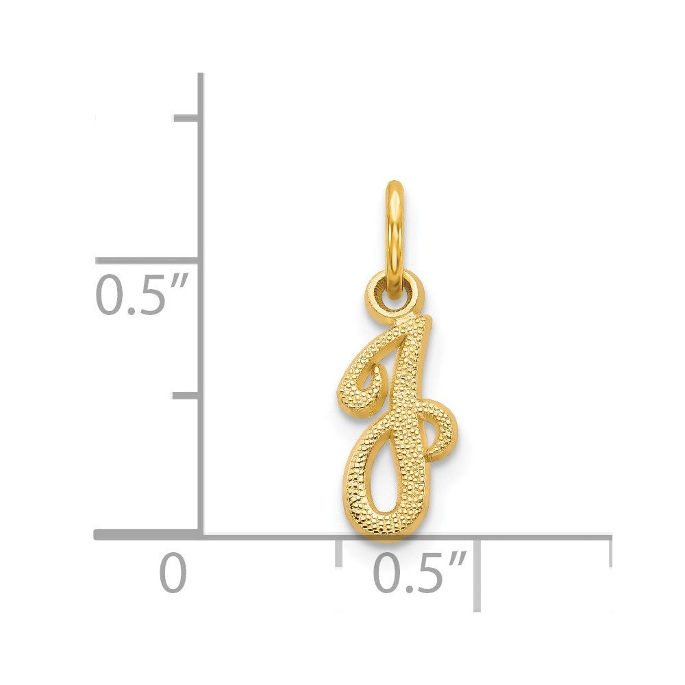 14k Yellow Gold Script Letter J Initial Charm Pendant