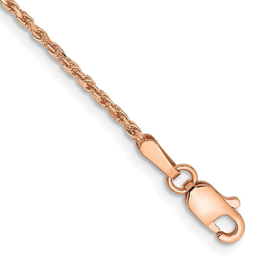 14K Rose Gold 7 inch 1.5mm Diamond-cut Man Made Rope Chain Bracelet