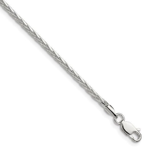 Sterling Silver 2.5mm Diamond-cut Square Spiga Chain Necklace