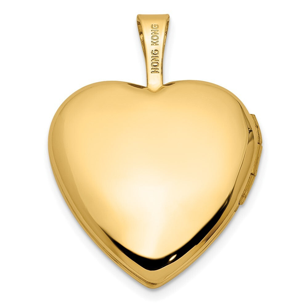 14k Yellow Gold Textured and Polished Paw Prints 16mm Heart Locket Pendant