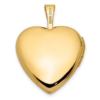 14k Yellow Gold Textured and Polished Paw Prints 16mm Heart Locket Pendant