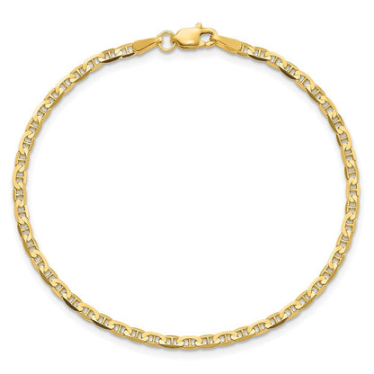 14k Yellow Gold 7 inch 2.4mm Concave Anchor Chain Bracelet