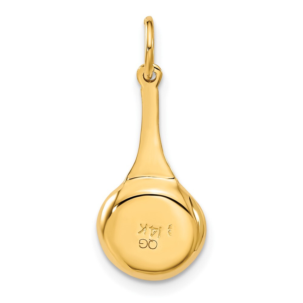 14k Yellow Gold 3D Frying Pan Enameled Egg Charm Pendant for Women