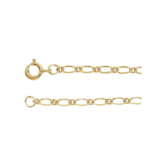 14k Yellow Gold 1.5 mm Figaro 24" Chain Necklace Fine Gift for Women