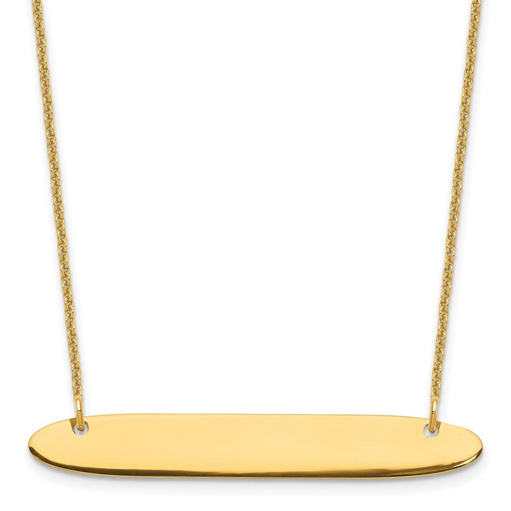 10k Yellow Gold Medium Oblong Blank Bar Necklace