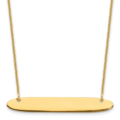 10k Yellow Gold Medium Oblong Blank Bar Necklace
