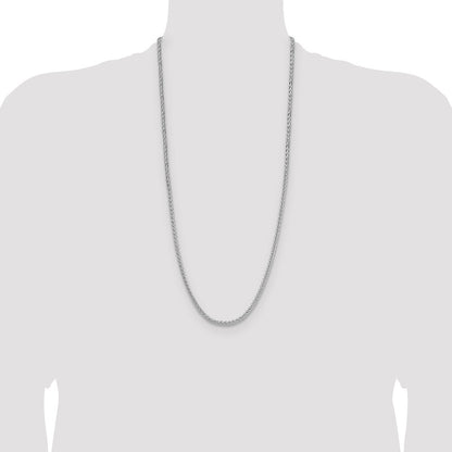 Sterling Silver Rhodium-plated 3.5mm Diamond-cut Square Spiga Chain