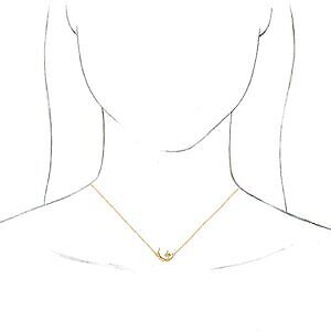 14k Yellow Gold Crescent Moon & Star Pendant Necklace 16-18" for Women