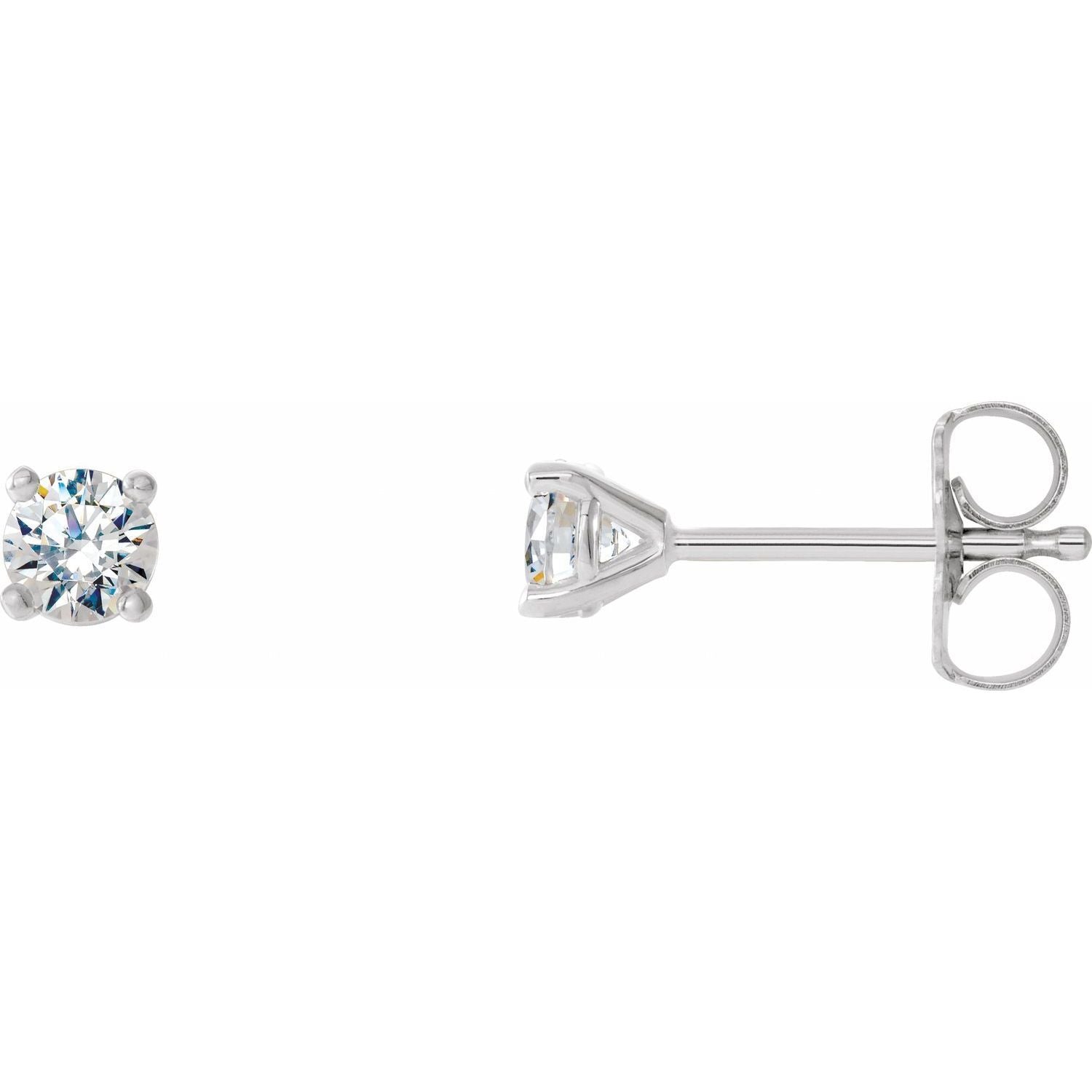 Gift for Mothers 14k White Gold 1/5 CTW Lab-Grown Diamond 4-Prong Stud Earrings