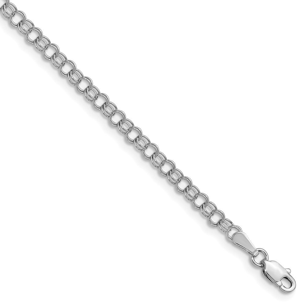 14k White Gold 3.5mm Solid Double Link 6 inch Childs Charm Bracelet