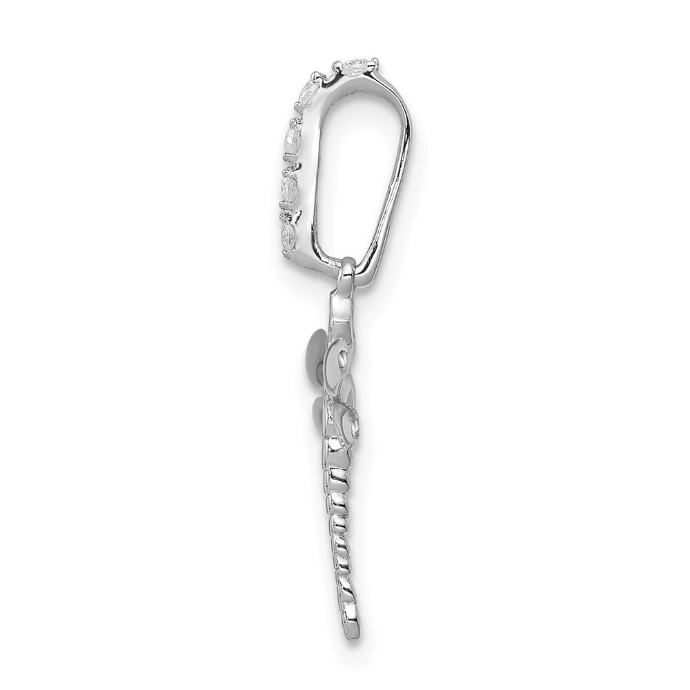 14k White Gold Blue and White Diamond Dragonfly Pendant for Women